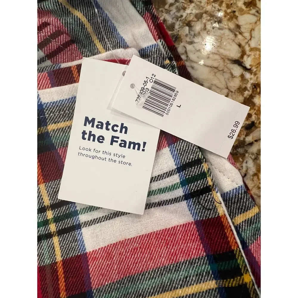 NWT Old Navy White Plaid Tartan Flannel Christmas Lounge Pajama Pants - Picture 6 of 12